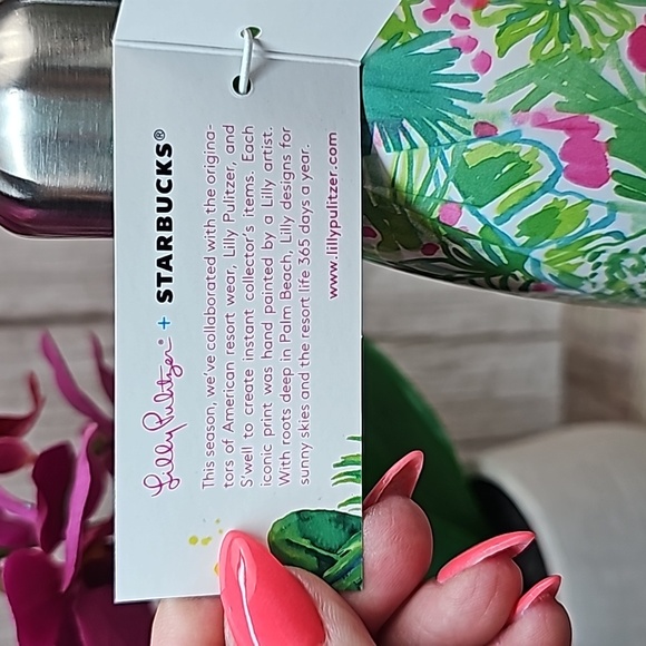 NWT LILLY PULITZER STARBUCKS S'WELL PALM BEACH JUNGLE WATER BOTTLE CANTEEN - Picture 11 of 13